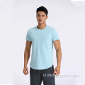 Casual Men Sport Longline gebogen zoom T -shirt